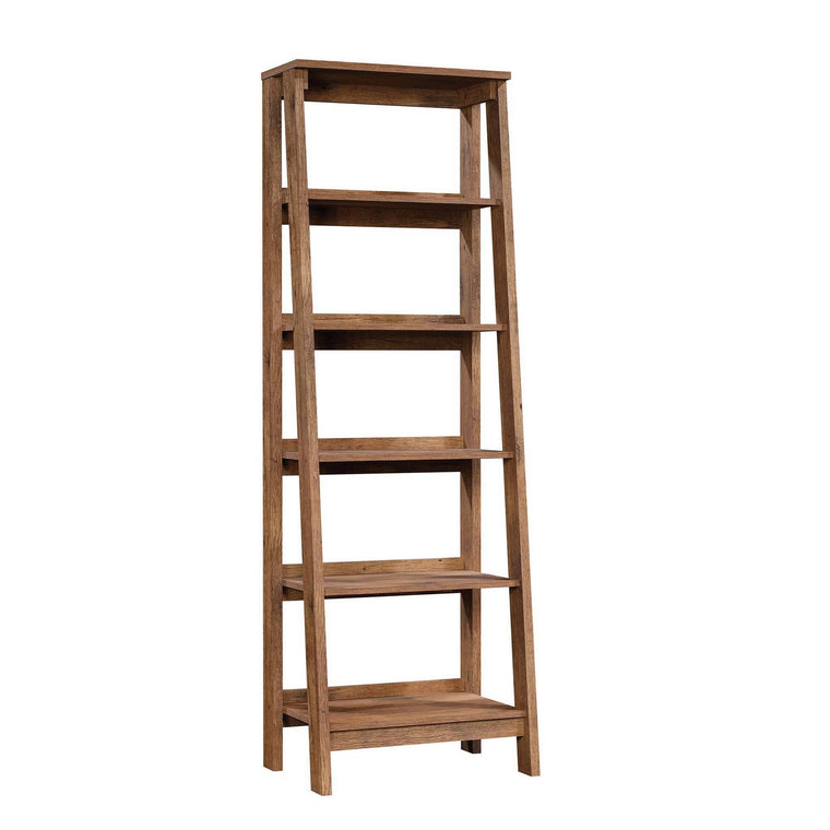 Sauder Trestle Bookcase with 5 Shelves, Vintage Oak Finish