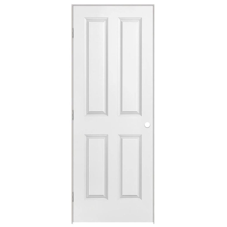 Masonite 28 in. x 80 in. 4-Panel Prehung Interior Door with Right-Hand Swing, Hollow-Core Smooth Composite Construction and Primed White Finish
